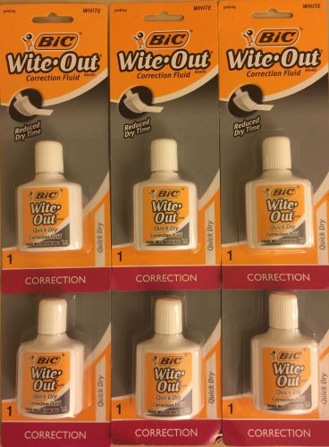 Bic Wite-Out Correction Fluid - 6 Pack - Extra Coverage - Foam Brush - 20 ml