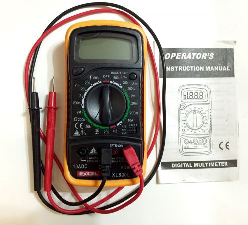 Excel XL830L Digital 3.5&#034; LCD Multimeter Volt Am Meter Ohmmeter AC DC Ohm Tester