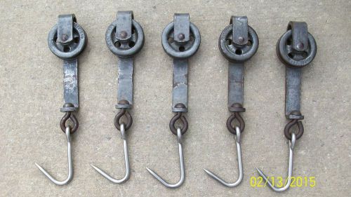 5 heavy duty meat hooks butcher hangers with trolly pully rollers for sale