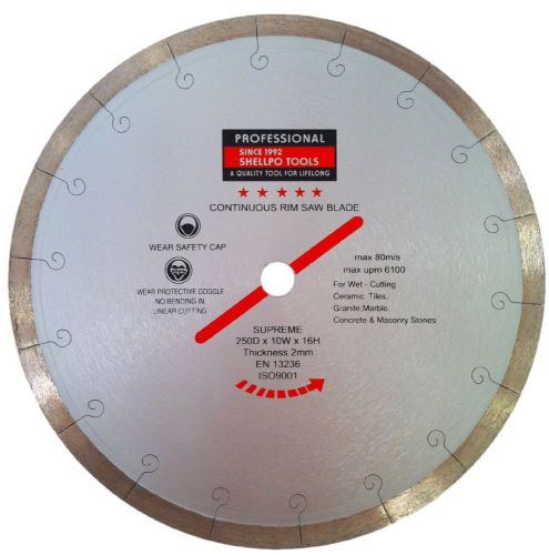 10&#034; SUPREME + Continuous Rim TILE STONE Saw Blades GLASS BLOCK PORCELAIN CERAMIC