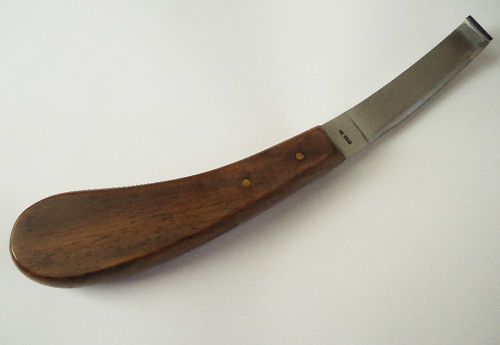 LEFT HAND HOOF KNIFE WOODEN &amp; STAINLESS STEEL BLADE-YNR