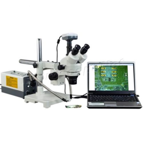 9.0MP USB Digital Stereo Zoom Boom Trinocular Dual Fiber Light Microscope 2X-90X