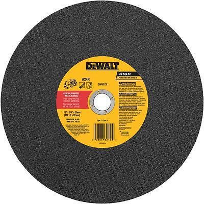 Pack of two (2) dewalt dw8023 12&#034; x 1/8&#034; x20mm a24r abrasive metal cutting wheel for sale