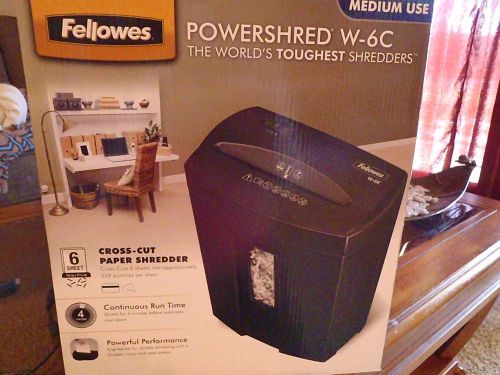 NEW FELLOWES CROSS-CUT PAPER SHREDDER POWERSHRED BLACK 6 SHEET W-6C MEDIUM USE