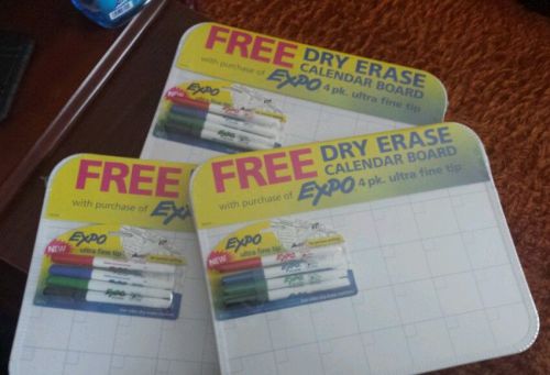 *New* 3 Expo Dry Erase Calendar Boards  Each with 4 pack of dry erase markers