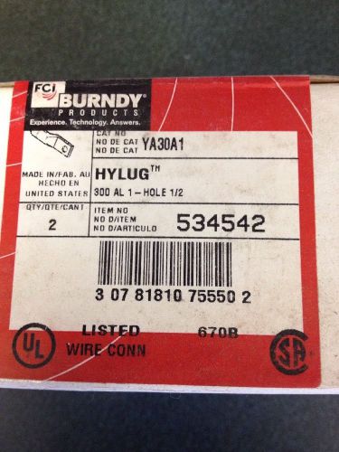 Lot Of 2 Burndy Crimp Lug YA30A1 300 AL-1/2