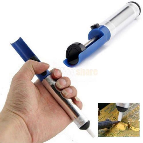 Hot Metal Desoldering Pump Sucker Solder Irons Removal Remover Tool Silver Blue