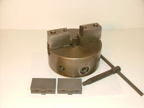 Hardinge Lathe 6&#034; 2 Jaw Chuck Model 6-2D w/ 2 pcs. Jaws Chuck Key 2 3/16&#034; 10 TPI