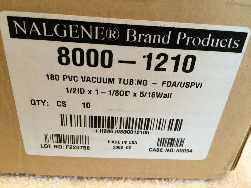 NALGENE 8000-1210 180 PVC VACUUM TUBING  1/2 &#034;ID 1-1/8&#034;OD x 5/16&#034; 10FT VWR 63013-787