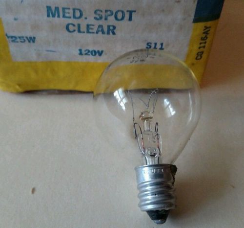 (20) GE BULB 25S11/2C MED.SPOT CLEAR LAMP 120V 25 WATTS (B-20X)