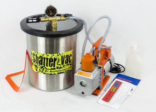 Shattervac 3 gallon stainless steel vacuum chamber &amp; 3 cfm vacuum pump kit for sale