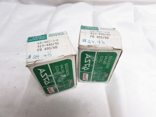 ASCO 64-982-3-D SOLENOID VALVE COIL 480/415V 50/60HZ (LOT OF 2) ***NIB***