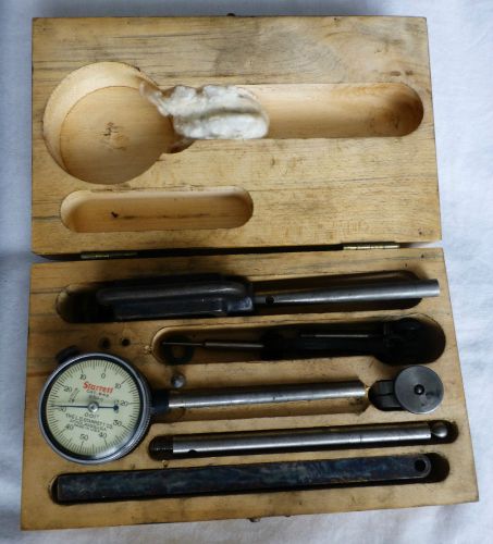 Vintage Starrett 645 Set Heavy Duty Test Indicator Dial .001 Wood Box Machinist