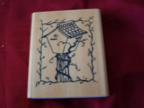 1999 TUCKER YEAWORTH ANITAS BIRDHOUSE 3&#034; X 2.25&#034; WOOD &amp; RUBBER  Ink Stamp