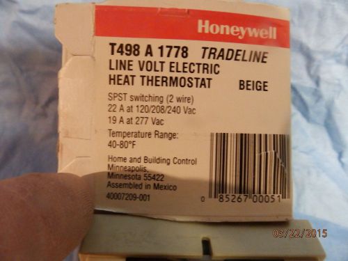 Honeywell line volt electric hear thermstat#T498 A 1778