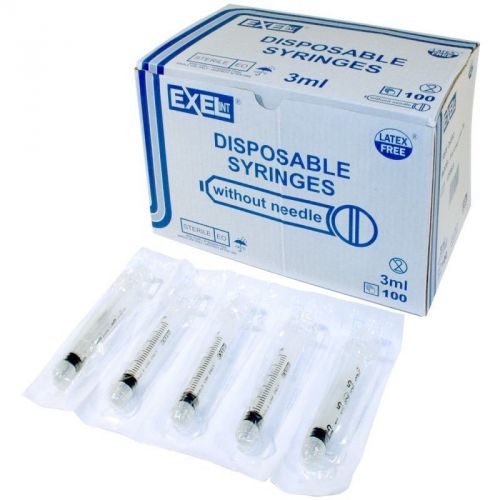 New! 100 exel3ml luer lock tip syringes without needles #26200 for sale