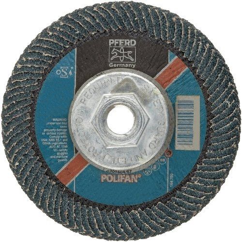 PFERD Polifan PSF Abrasive Flap Disc, Large Radius, Radial Shape, Threaded Hole,