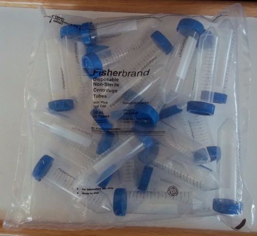 FISHERBRAND-25 DISPOSABLE NON-STERILE CENTRIFUGE TUBES w/PLUG SEAL CAP-50mL-BNIP