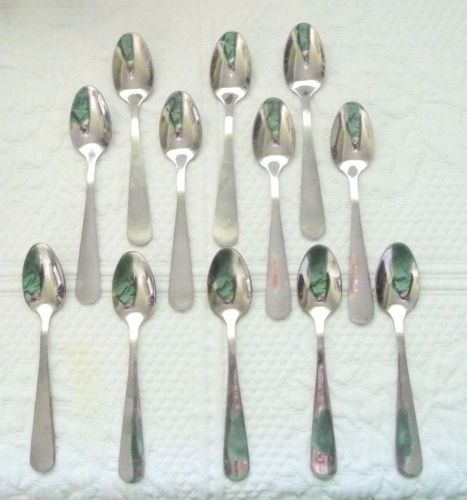 LOT OF 12 WORLD TABLEWARE STAINLESS FLATWARE DEMITASSE SPOONS-ESTATE PCS