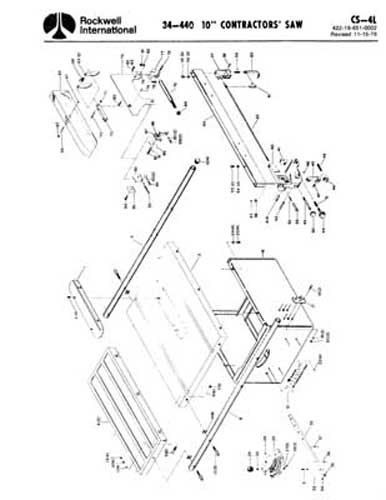 Rockwell 34-440 10 Inch Contractors Saw Parts Manual