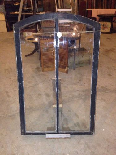 ANTIQUE RECLAIMED HEMLOCK WOOD 51&#034; X 33&#034; WINDOWS W/ ORIGINAL ARCHED GLASS