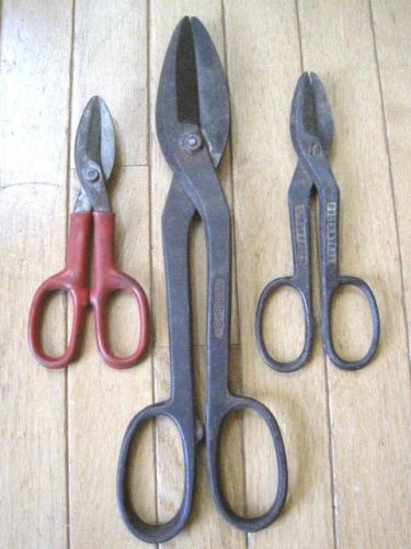 Lot of (3) Tin Snips / Shears - Wiss 8 14&#034;, Wiss A-12 8&#034;, Tru-Test 7 1/2&#034;