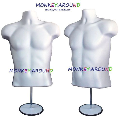 PREMIUM Mannequin Male Torso White Form 1 Stand +1 Hanger - Men Clothing Display