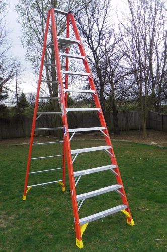 New Werner Platform Ladder P6210 10 - 12 Ft 300lb Rated Fiberglass Step A-frame