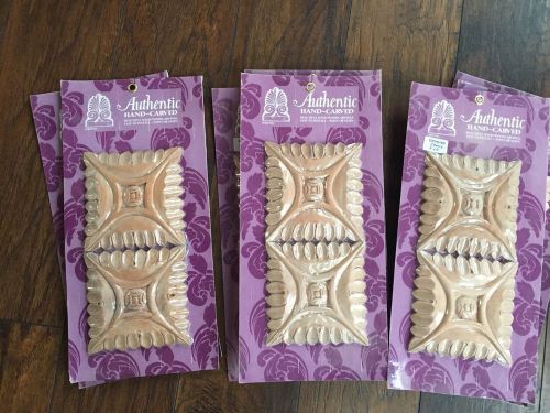 Authentic Handcarved 5&#034; X 5&#034; Rosette 16 Cherry Wood Decorators Supply Decorative