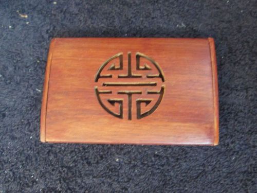 VINTAGE WOODEN BOX BUSINESS CARD HOLDER CASE