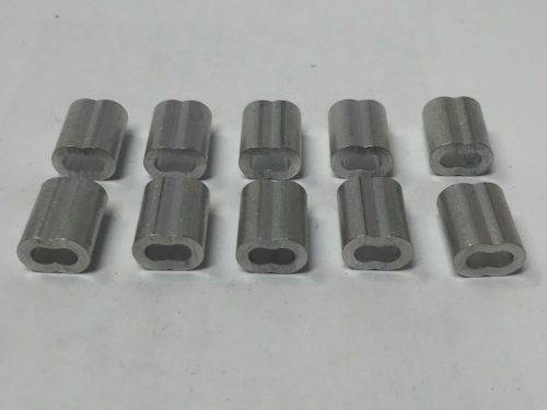 10 piece lot 1/8&#034; aluminum sleeves crimp fittings wire rope cable clip loop for sale