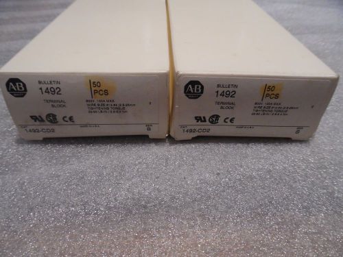 Allen Bradley 1492-CD2  Ser B Terminal Block White  #14 - #4 AWG Lot of 100 NIB