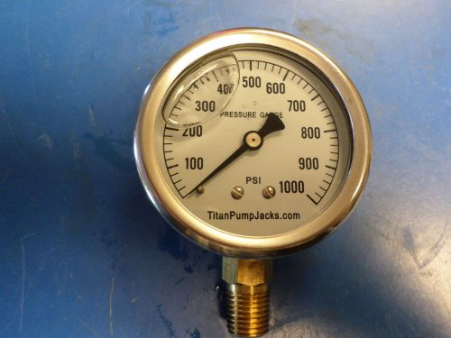 2 1/2&#034; LIQUID  FILLED 0-1000 PSI PRESSURE GAUGE  1/4&#034;  NPT BOTTOM MOUNT