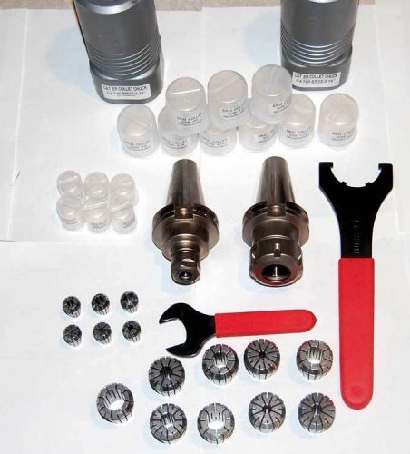 19 pcs. bhp cnc tooling cat40 er 16 &amp; er 32 cnc collet chucks kit w/collets for sale