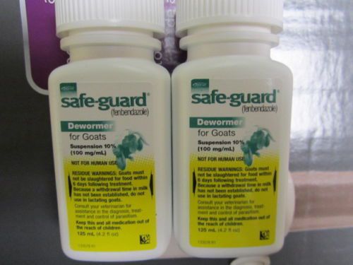 2 intervet SAFE-GUARD Dewormer Goats 125ml 4.2oz each exp 17 &amp; 18