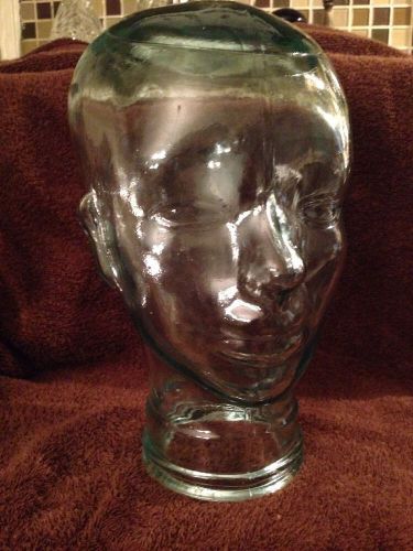 Green Tint Glass Mannequin Head Wig Hat Headphone Sunglass Display 11.5&#034; Tall