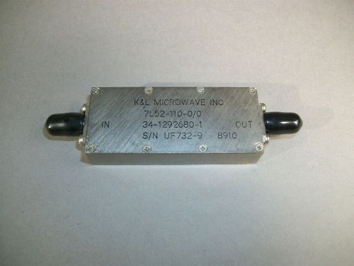 K&amp;L Microwave 7L52-110-0/0 Bandpass Filter 110MHz SMA Female - NEW