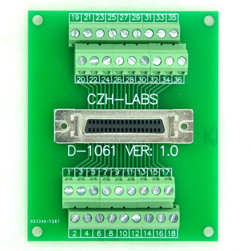 36-pin Half-Pitch/0.05&#034; D-SUB Female Breakout Board, DSUB, SCSI, Terminal Module