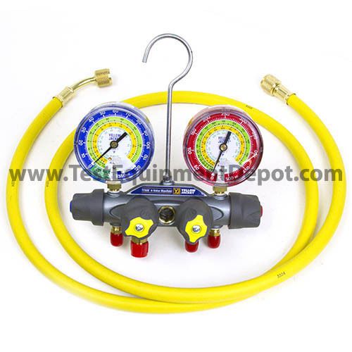 Yellow Jacket 49900 Titan 4-Valve Test &amp; Charge Manifold, Psi, F/C