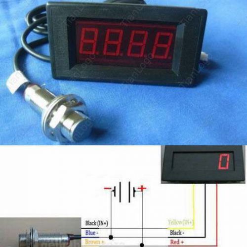 Digital LED Tachometer RPM Speed Meter + Hall Proximity Switch Sensor NPN 12v x