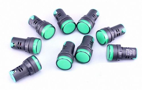 10pcs TOP QUALITY 110V 22mm Green LED Power Indicator Signal Light