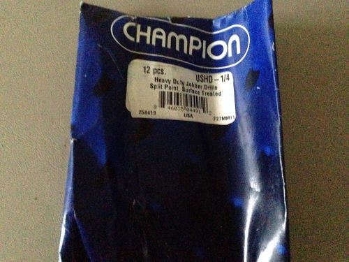 12 - Champion Heavy-Duty Jobber Split-Point 1/4&#034; Drill Bits