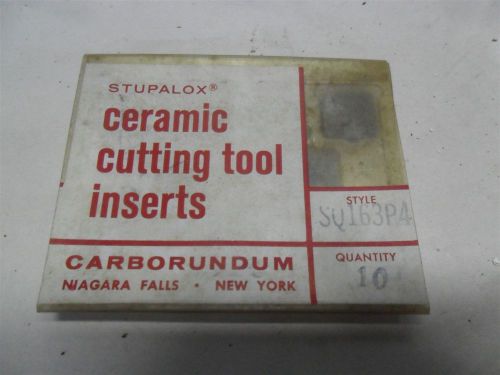 NOS CARBORUNDUM STUPALOX SQ163P4 CERAMIC INSERTS - PACKAGE OF 10 (GR)