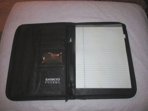 BLACK LEATHER  Note book Binder WITH ZIPPER  By SANKYO PHARMA