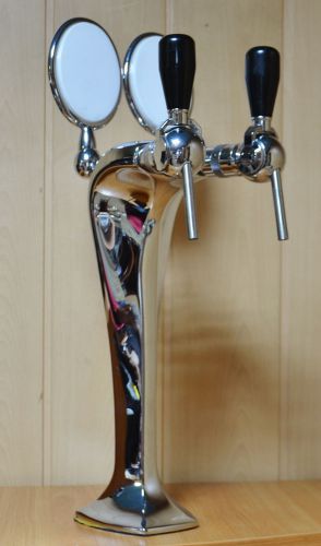 Beer tap faucet draft double chrometower keg kegerator lights logo for sale