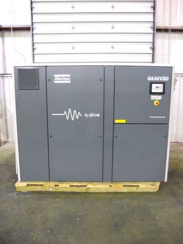 Rx-2067, atlas copco ga 90 vsd air compressor w/ abb acs 600 drive. 125 hp. for sale