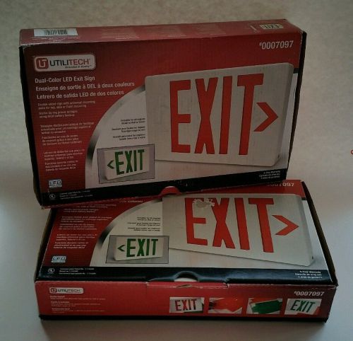 Led emergency exit sign - lot of 2 - dual-color - with nicd battery backup for sale