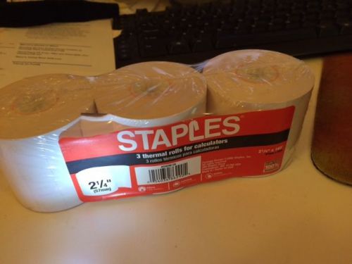 Staples 3 thermal rolls for calculators 21/4 inches x 165 feet for sale