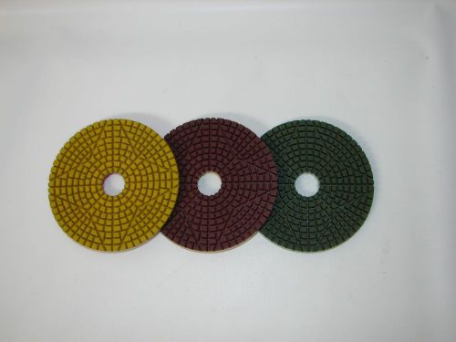 DiaRex Pro Series 3 Step Diamond 4&#034; Wet Polishing Pads Granite Stone Marble....