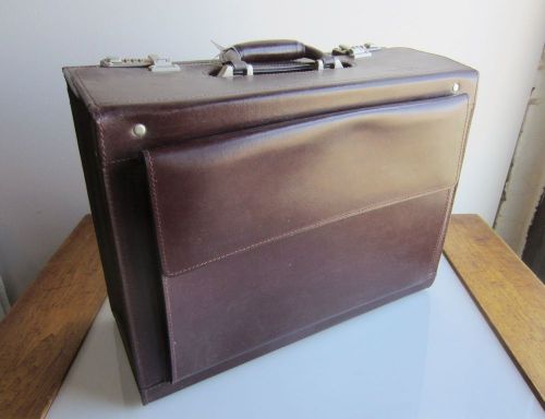 Sleek Chic WILSONS Dark BROWN LEATHER Storage FILE BRIEFCASE Travel BOX CASE NWT